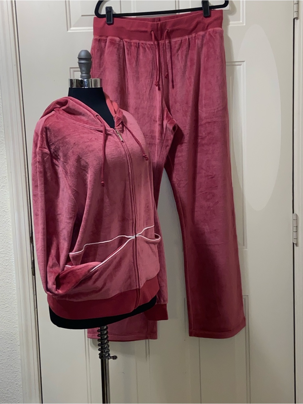 Honey Bunch Plush Velour Hooded Tracksuit Set in Rose Size 1XL